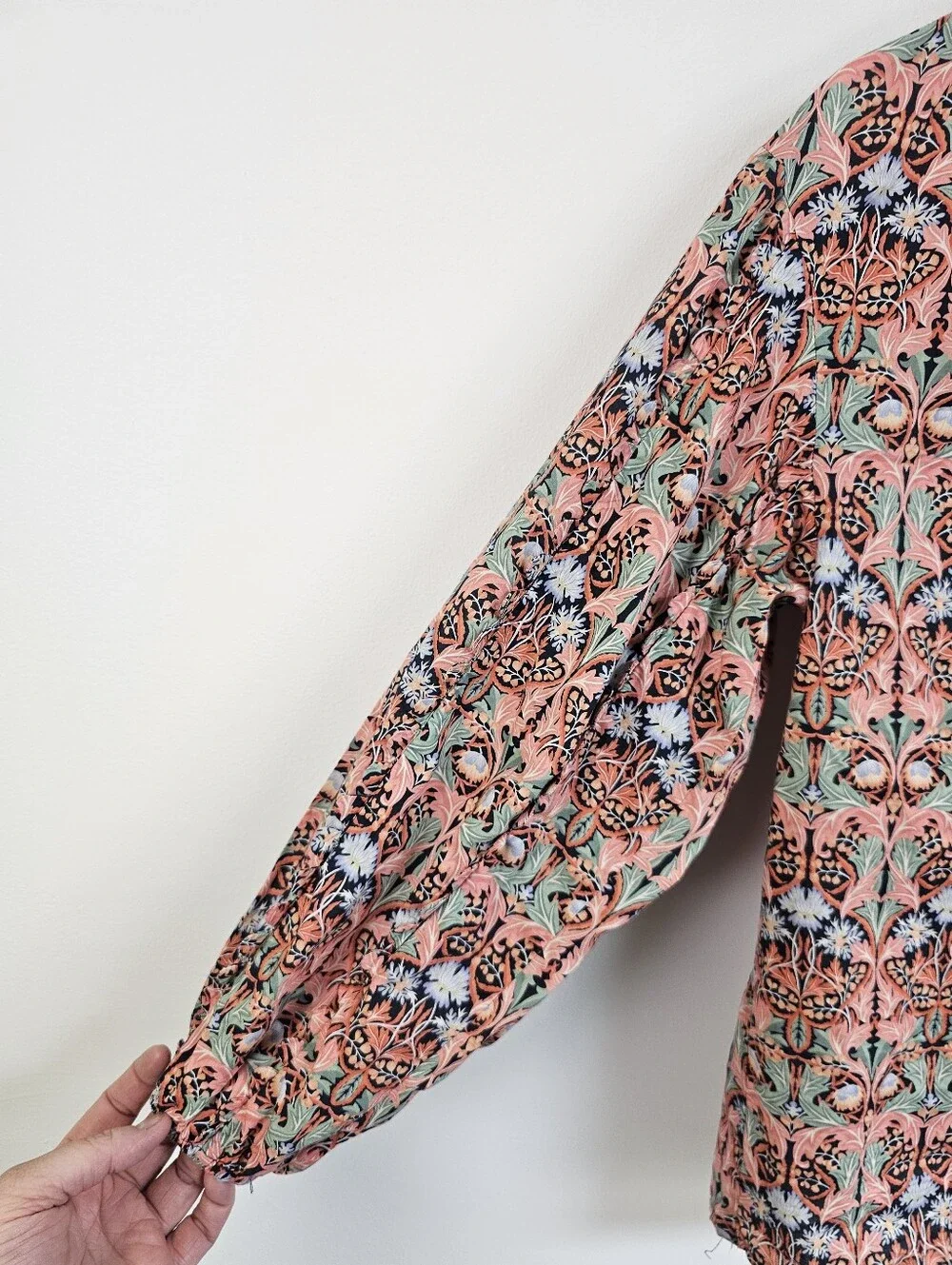 J. Crew × Liberty London Fabric Scalloped Tie Neck Floral Flowy Puff Sleeve Blou
